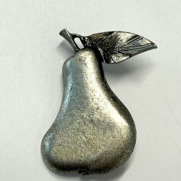 Vintage Metzke Pewter Pear Brooch Pin - Picture 1 of 4